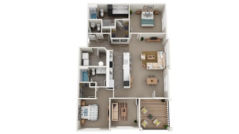 Floor plan for 2 beds, 2.5 baths, 1492 sqft